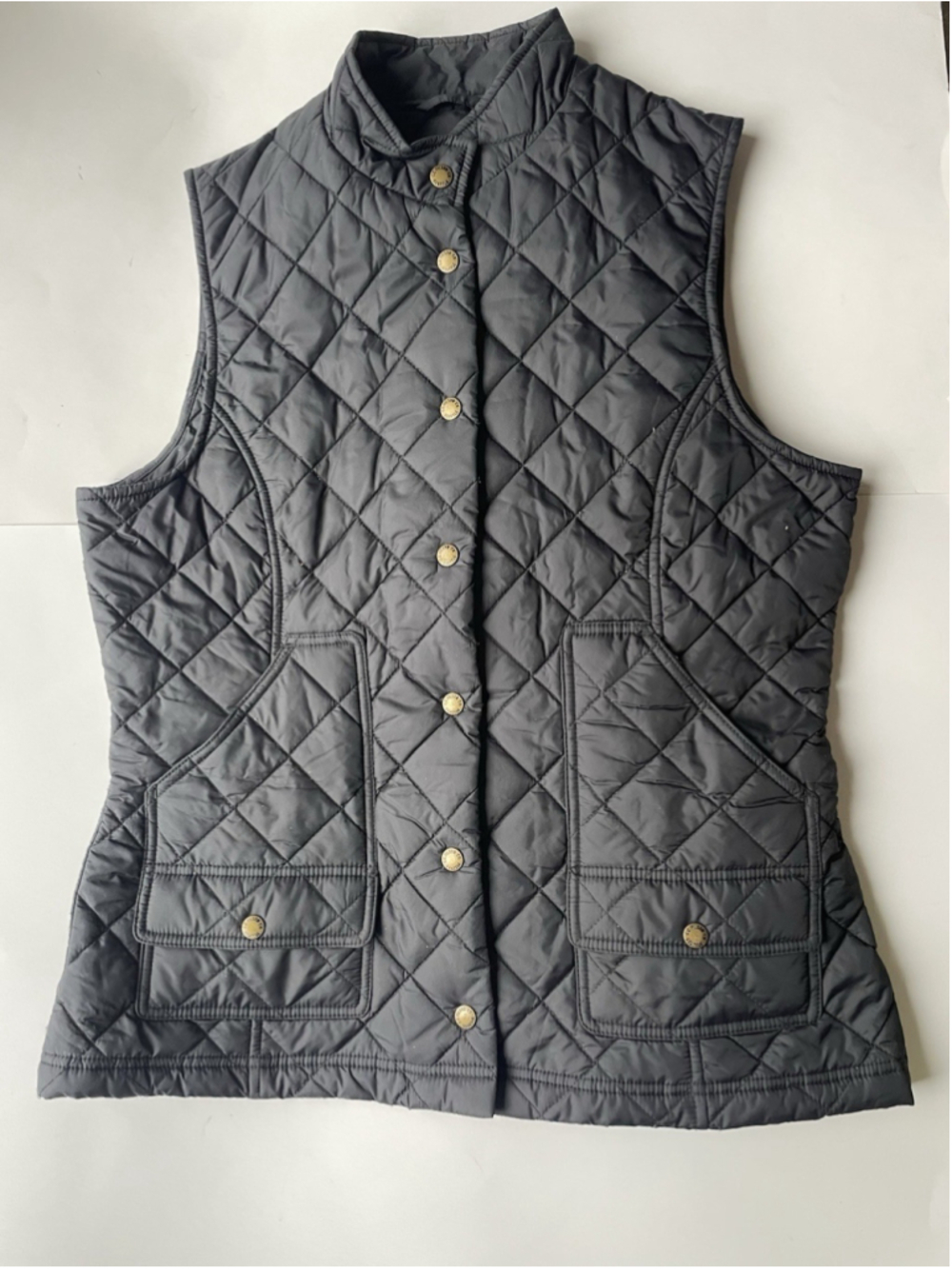 CC Filson Quilted Vest Womens Black Nylon Snap Front Pockets Outdoor large